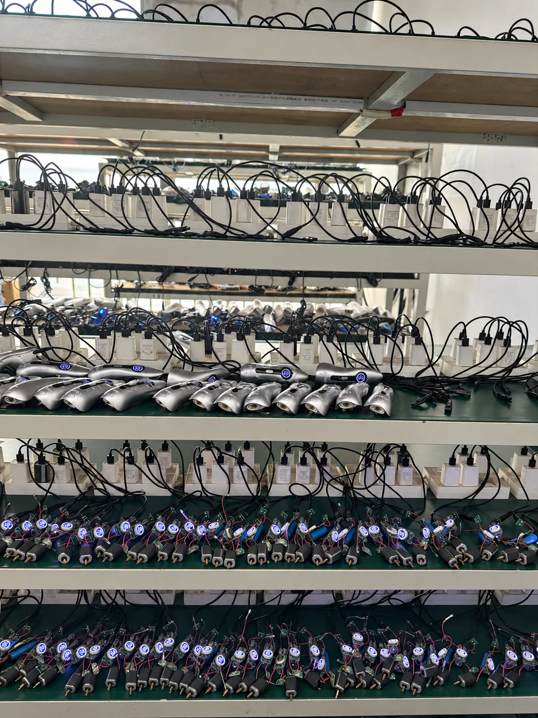 Burn-in testing racks at HOLYTACHI in Dongguan